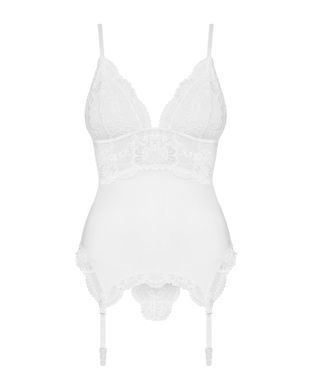 Сатиновый кружевной корсет Obsessive 810-COR-2 babydoll & thong S/M, белый, корсет, танга SO7158 фото Купить   Obsessive (Польща) 1 792 грн
