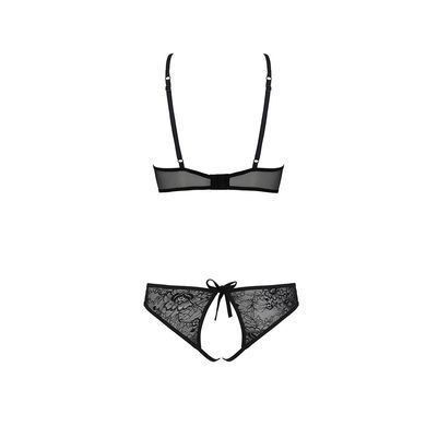 Комплект: бра, трусики с ажурным декором и открытым шагом Passion URSULA SET L/XL, black SO5841 фото Купить   Passion (Польща) 1 690 грн