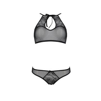 Комплект: бра, трусики с ажурным декором и открытым шагом Passion URSULA SET L/XL, black SO5841 фото Купить   Passion (Польща) 1 690 грн