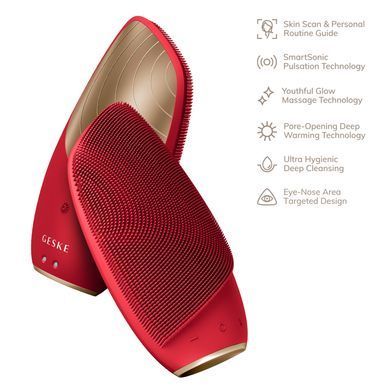 Електронна звукова термо щітка для обличчя GESKE Sonic Thermo Facial Brush 6в1 red HB0634 фото Купити Електронна звукова термо щітка для обличчя GESKE Sonic Thermo Facial Brush 6в1 red  GESKE 2 129 грн