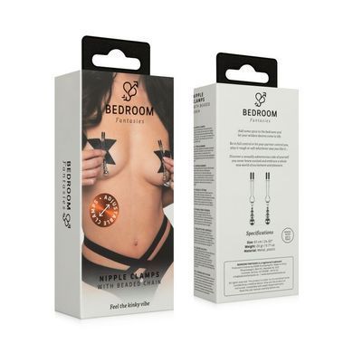 Зажимы для сосков Bedroom Fantasies: Nipple Clamps with Beaded Chain - Silver SX2209 фото Купить   Bedroom Fantasies  1 099 грн