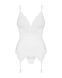 Сатиновый кружевной корсет Obsessive 810-COR-2 babydoll & thong S/M, белый, корсет, танга SO7158 фото 5
