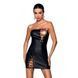 Мини-платье из экокожи Passion CELINE CHEMISE black L/XL, шнуровка, трусики в комплекте SO6406 фото 1
