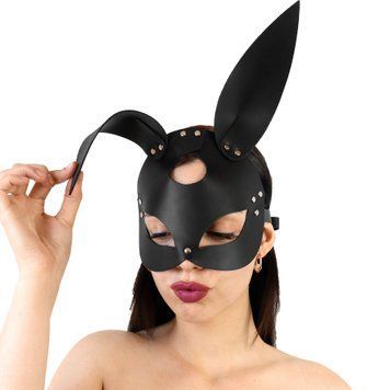 Кожаная маска Зайки Art of Sex - Bunny mask, цвет Черный SO9644 фото Купить   Art of Sex  766 грн