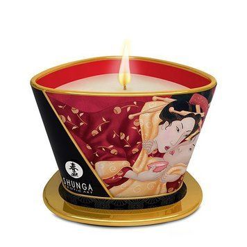 Массажная свеча Shunga Massage Candle - Sparkling Strawberry Wine (170 мл) с афродизиаками SO2513 фото Купить   Shunga (Канада) 923 грн