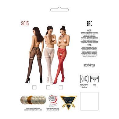 Сетчатые колготки с открытым доступом Passion S015 One Size, Black, имитация чулок и трусиков PSS015B фото Купить   Passion (Польща) 720 грн