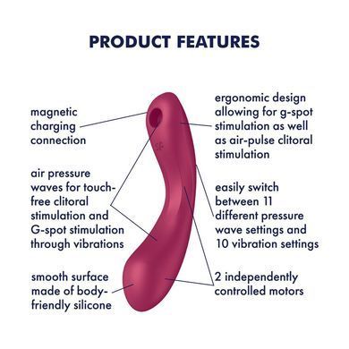 Вакуумний стимулятор з вібрацією Satisfyer Curvy Trinity 1 Red, іграшка 3в1 SO8407 фото Купити Вакуумний стимулятор з вібрацією Satisfyer Curvy Trinity 1 Red, іграшка 3в1  Satisfyer (Німеччина) 2 032 грн
