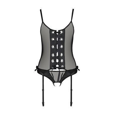 Корсет зі шнурівкою Passion NESSY CORSET L/XL black, стрінги з відкритим доступом, пажі для панчіх SO8454 фото Купити Корсет зі шнурівкою Passion NESSY CORSET L/XL black, стрінги з відкритим доступом, пажі для панчіх  Passion (Польща) 3 141 грн