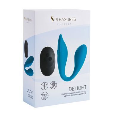Подвійний вібратор S Pleasures Premium Delight, бірюзовий, для клітора та точки G, 10 режимів SX1610 фото Купити Подвійний вібратор S Pleasures Premium Delight, бірюзовий, для клітора та точки G, 10 режимів  S Pleasures (Іспанія) 2 309 грн