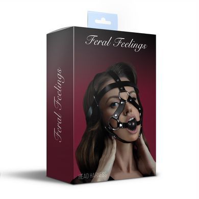 Маска-сбруя с кляпом Feral Feelings Head Harness, кожа SO8247 фото Купить   Feral Feelings (Україна) 1 357 грн