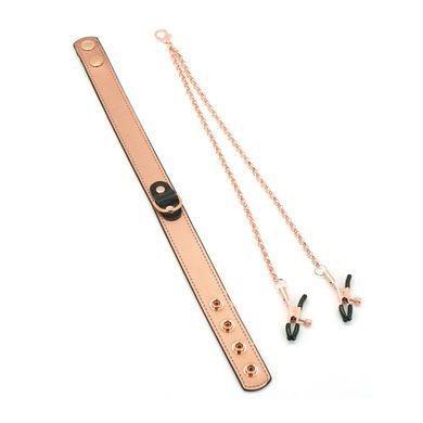 Ошейник с зажимами для сосков Liebe Seele Rose Gold Memory Collar with Nipple Clamps, кожа SO9495 фото Купить Ошейник с зажимами для сосков Liebe Seele Rose Gold Memory Collar with Nipple Clamps, кожа  Liebe Seele  1 779 грн