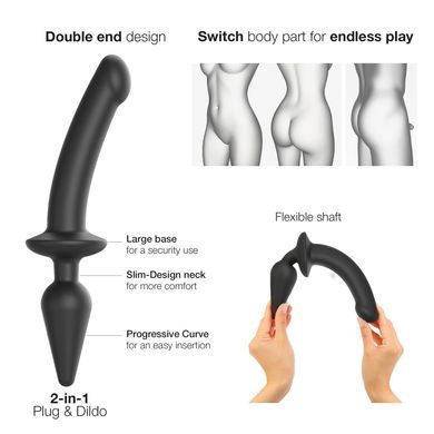 Анальна пробка з дилдо 2в1 Strap-On-Me SWITCH PLUG-IN DILDO Black S, діаметр 3,3/2,9 см SO6826 фото Купити Анальна пробка з дилдо 2в1 Strap-On-Me SWITCH PLUG-IN DILDO Black S, діаметр 3,3/2,9 см  Strap-On-Me (Франція) 2 956 грн