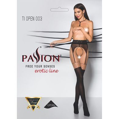 Эротические колготки Passion TIOPEN 003 1/2 (20/40 den), nero, имитация чулок и пояса PS24504 фото Купить   Passion (Польща) 895 грн