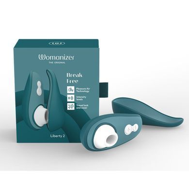 Вакуумный клиторальный стимулятор Womanizer Liberty 2 Dark Petrol, 8 режимов, магнитная крышечка Womanizer  &mdash; фото
