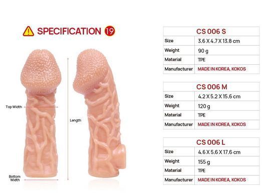 Насадка на член Kokos Cock Sleeve CS 006 S SX4617 фото Купити Насадка на член Kokos Cock Sleeve CS 006 S  Kokos  498 грн
