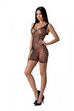 Мини-платье с вертикальным узором Passion BS097 One Size, black, плетение по бокам SO8932 фото Купить   Passion (Польща) 803 грн