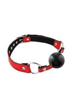 Кляп Fetish Tentation Premium Leather gag with silicone ball Red SX1100 фото Купить   Fetish Tentation (Франція) 1 108 грн