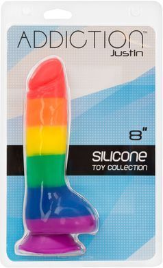 Радужный фаллоимитатор ADDICTION - JUSTIN - 8" - RAINBOW, 20,3 см, силикон SO4533 фото Купить   ADDICTION  2 115 грн