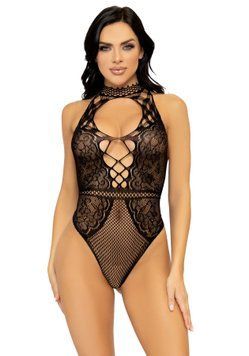 Leg Avenue Net and lace halter bodysuit OS Black SO7898 фото Купити Leg Avenue Net and lace halter bodysuit OS Black  Leg Avenue (США) 951 грн