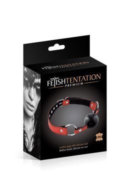 Кляп Fetish Tentation Premium Leather gag with silicone ball Red SX1100 фото Купить   Fetish Tentation (Франція) 1 108 грн