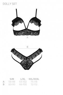 Эротический комплект Passion DOLLY SET, L/XL, black, с открытыми чашками SO9704 фото Купить   Passion (Польща) 1 690 грн