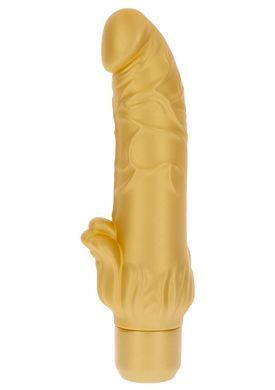 Вибратор реалистик с стимулятором клитора Gold Dicker, золотой TOY JOY &mdash; фото