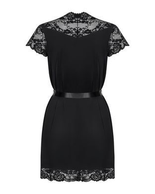 Сатиновый открытый пеньюар на поясе Obsessive 810-PEI&ndash;1 peignoir black S/M, черный SO7160 фото Купить   Obsessive (Польща) 2 494 грн