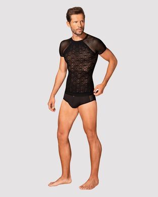 Чоловіча напівпрозора футболка з орнаментом Obsessive T102 T-shirt S/M/L, чорна SO7310 фото Купити Чоловіча напівпрозора футболка з орнаментом Obsessive T102 T-shirt S/M/L, чорна  Obsessive (Польща) 1 653 грн