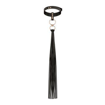 Ошейник с флоггером Rosy Gold - Collar with Flogger - Black SX1198 фото Купить   Rosy Gold (Нідерланди) 1 099 грн