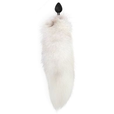 Силиконовая анальная пробка с хвостом из натурального меха Art of Sex size M White fox SO6187 фото Купить   Art of Sex  2 041 грн