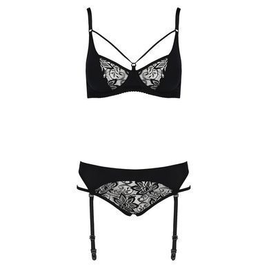 Комплект білизни Passion PAULINE SET L/XL, black, стрепи, ліф, стрінги і пояс для панчох EL15804 фото Купити Комплект білизни Passion PAULINE SET L/XL, black, стрепи, ліф, стрінги і пояс для панчох  Passion (Польща) 1 690 грн