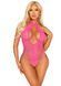 Кружевное тедди Leg Avenue Lace and net halter teddy One size Pink, глубокий вырез, халтер &mdash; фото 1