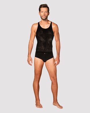 Чоловіча напівпрозора майка-борцовка з візерунком Obsessive T103 tank top S/M/L, чорна SO7311 фото Купити Чоловіча напівпрозора майка-борцовка з візерунком Obsessive T103 tank top S/M/L, чорна  Obsessive (Польща) 1 385 грн
