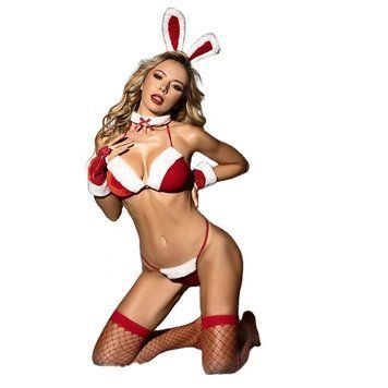 Новогодний эротический костюм зайки JSY 8001 Red One Size SX1790 фото Купить   JSY (Китай) 766 грн
