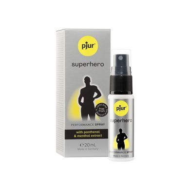 Спрей-пролонгатор pjur Superhero Performance Spray 20 мл, всотується в шкіру, природні компоненти PJ10450 фото Купити Спрей-пролонгатор pjur Superhero Performance Spray 20 мл, всотується в шкіру, природні компоненти  Pjur (Люксембург) 738 грн