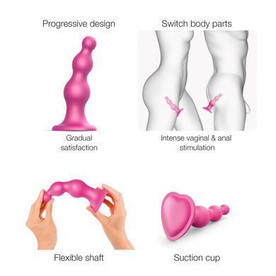 Насадка для страпона Strap-On-Me Dildo Plug Beads Framboise Metallic S SO8983 фото Купити Насадка для страпона Strap-On-Me Dildo Plug Beads Framboise Metallic S  Strap-On-Me (Франція) 1 690 грн