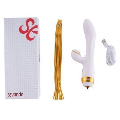 Вибратор-кролик с пульсацией и флоггером LOCKINK SEVANDA Whip Vibrating Massage Wand, бело-золотой SX0904 фото Купить   LOCKINK (Китай) 2 928 грн