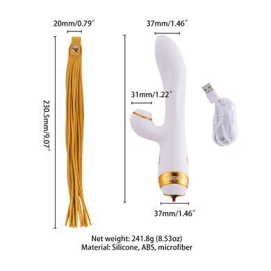Вибратор-кролик с пульсацией и флоггером LOCKINK SEVANDA Whip Vibrating Massage Wand, бело-золотой SX0904 фото Купить   LOCKINK (Китай) 2 928 грн