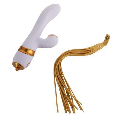 Вибратор-кролик с пульсацией и флоггером LOCKINK SEVANDA Whip Vibrating Massage Wand, бело-золотой SX0904 фото Купить   LOCKINK (Китай) 2 928 грн