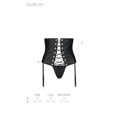 Пояс-корсет из экокожи Passion CELINE SET XXL/XXXL, white, шнуровка, съемные пажи для чулок, стринги SO6409 фото Купить   Passion (Польща) 2 762 грн