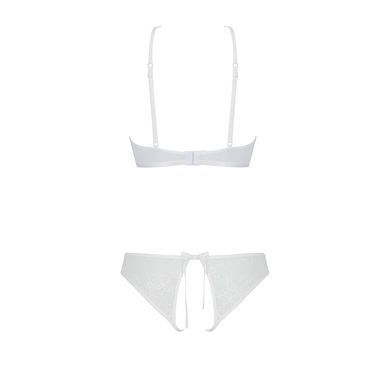 Комплект: бра, трусики с ажурным декором и открытым шагом URSULA SET L/XL, white SO5844 фото Купить   Passion (Польща) 1 690 грн