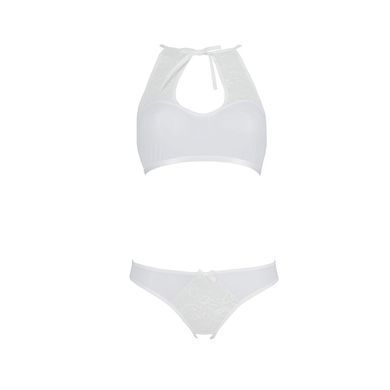 Комплект: бра, трусики с ажурным декором и открытым шагом URSULA SET L/XL, white SO5844 фото Купить   Passion (Польща) 1 690 грн