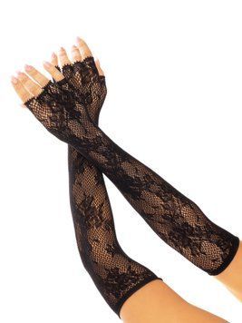 Мітенки Leg Avenue Lace Opera Length Fingerless Gloves, чорні, ажурні, довжина вище ліктя Leg Avenue  &mdash; фото