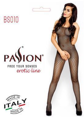 Бодистокинг Passion BS010 black, комбинезон, мелкая сеточка PBS010B фото Купить   Passion (Польща) 803 грн