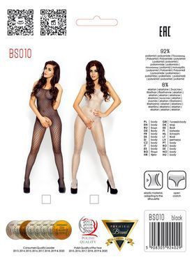 Бодистокинг Passion BS010 black, комбинезон, мелкая сеточка PBS010B фото Купить   Passion (Польща) 803 грн