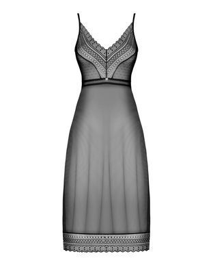 Полупрозрачная длинная сорочка Obsessive Estiqua chemise XS/S, черный, ассиметричный крой SO7262 фото Купить   Obsessive (Польща) 2 281 грн
