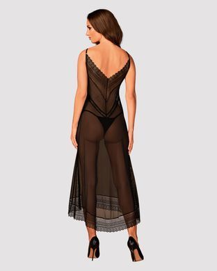 Полупрозрачная длинная сорочка Obsessive Estiqua chemise XS/S, черный, ассиметричный крой SO7262 фото Купить   Obsessive (Польща) 2 281 грн