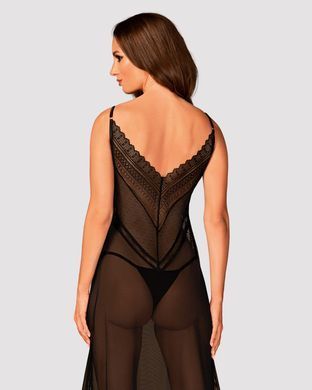 Полупрозрачная длинная сорочка Obsessive Estiqua chemise XS/S, черный, ассиметричный крой SO7262 фото Купить   Obsessive (Польща) 2 281 грн
