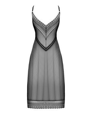 Полупрозрачная длинная сорочка Obsessive Estiqua chemise XS/S, черный, ассиметричный крой SO7262 фото Купить   Obsessive (Польща) 2 281 грн