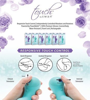 Вібратор-кролик з сенсорним управлінням і ротацією Touch by SWAN - Duo Purple, глибока вібрація SO2729 фото Купити Вібратор-кролик з сенсорним управлінням і ротацією Touch by SWAN - Duo Purple, глибока вібрація  Swan (Канада) 5 839 грн
